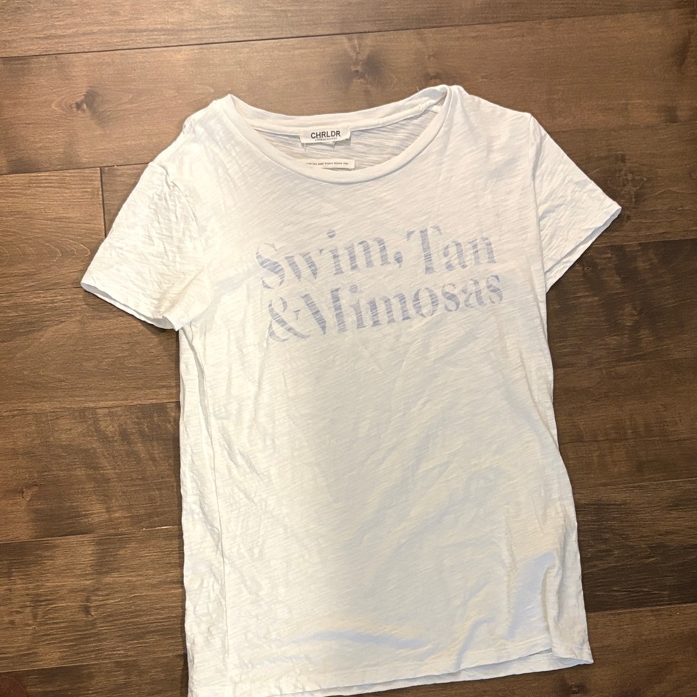 CHRLDR White Tee with Blue Text